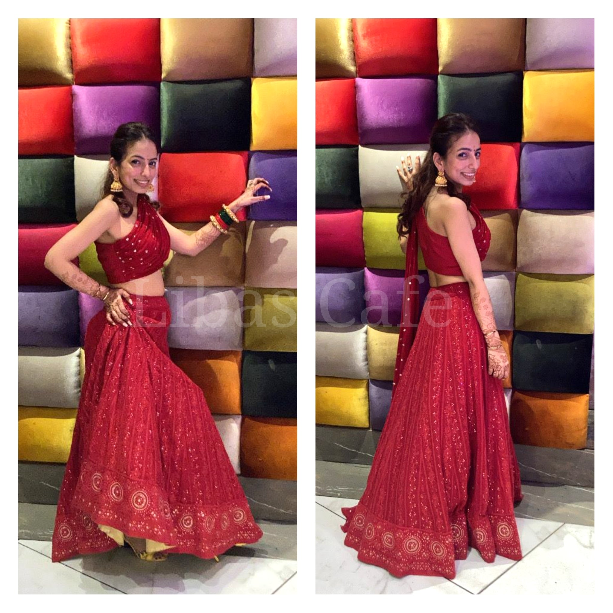 Client In Our Red Lakhnavi Lehenga